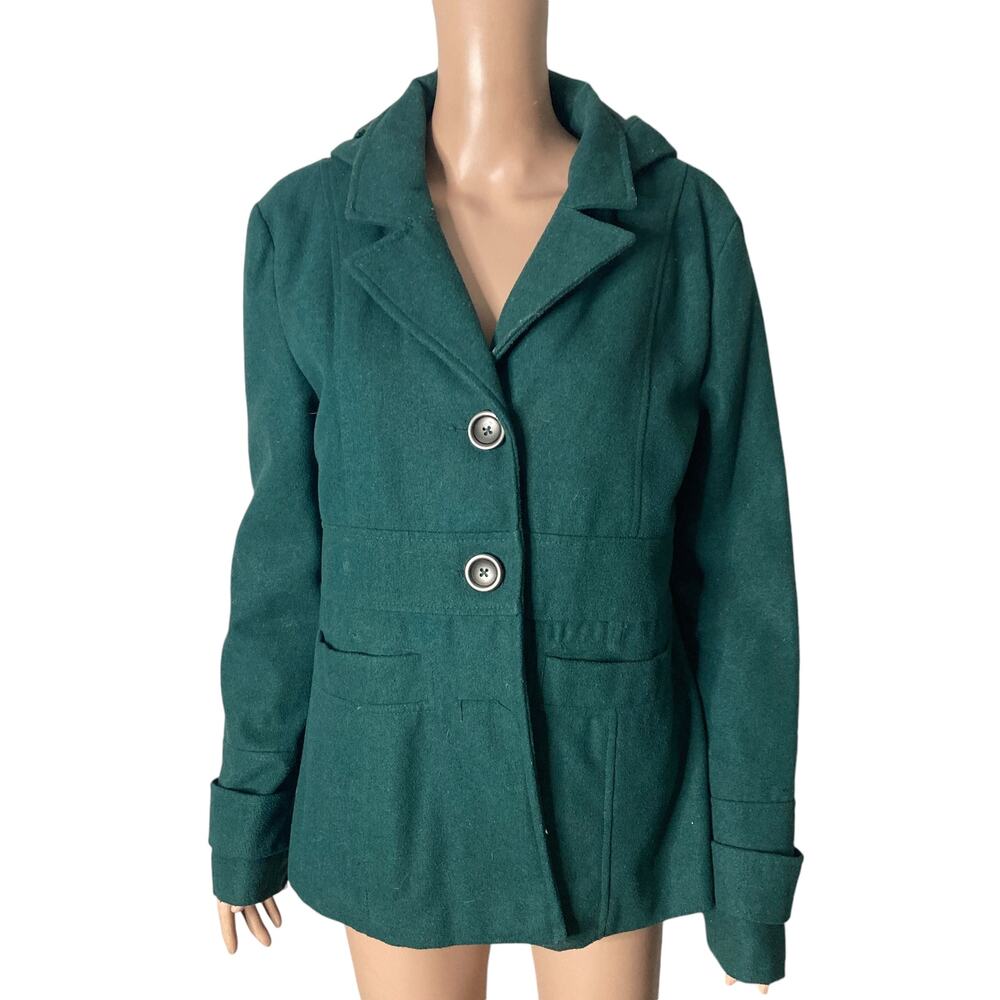 Vintage Jack Coat Womens Large Wool Blend Green Button Front